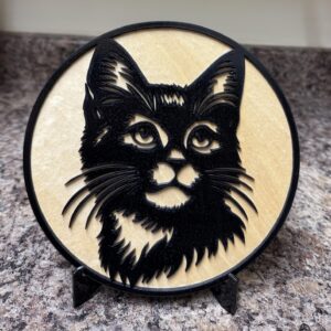 Cat Wood Decoration with Acrylic Stand