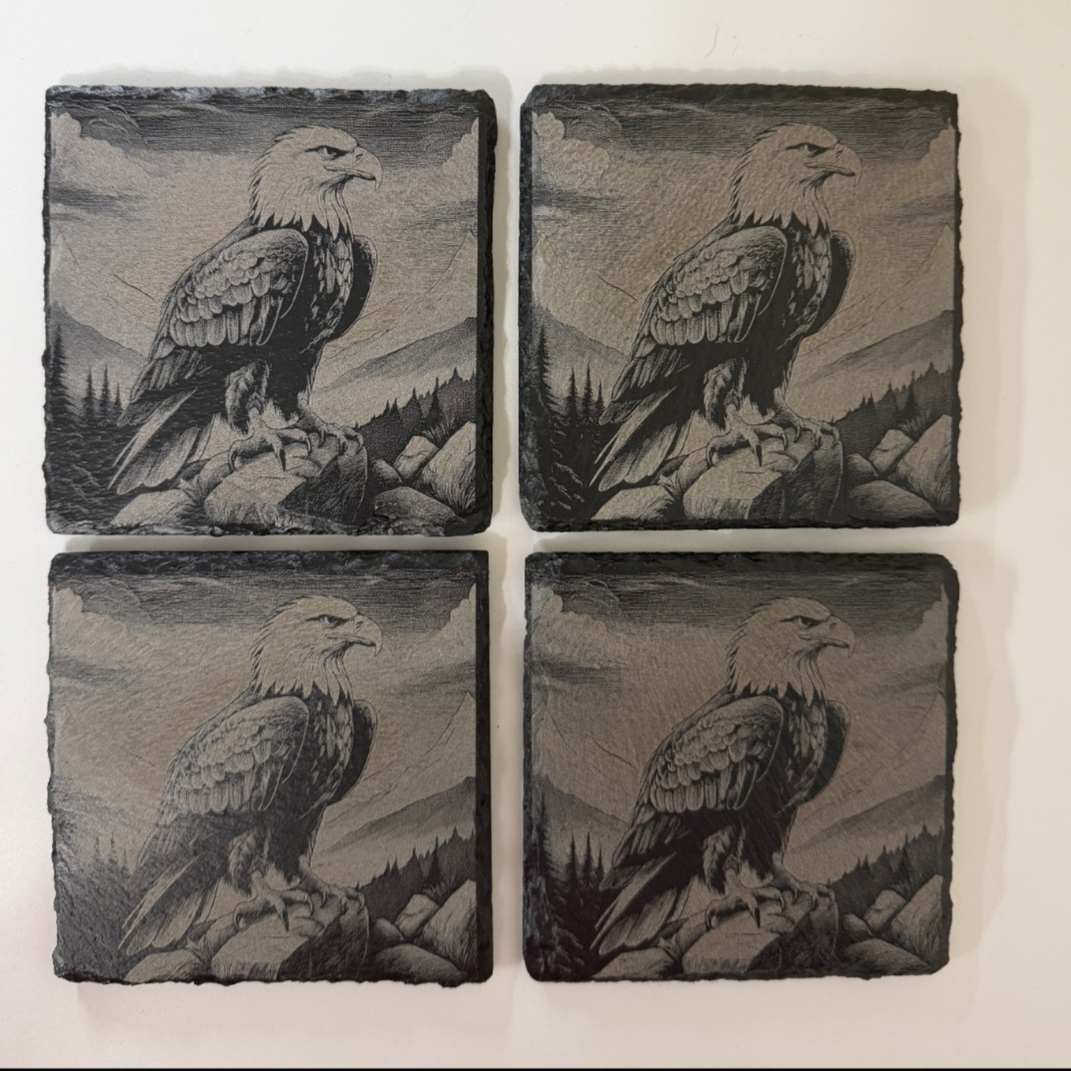 Set of Four Slate Eagle Coasters