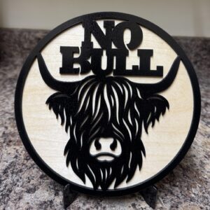 Highland Cow Wood Decoration with Acrylic Stand