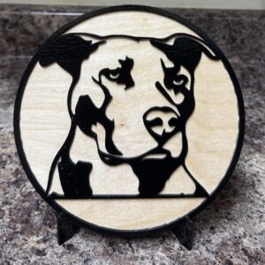 Pit Bull Wood Decoration with Acrylic Stand