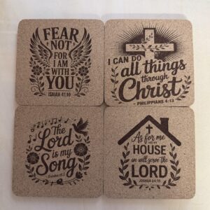 Set of Four Scripture Cork Coasters