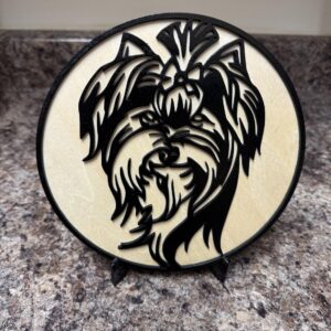 Yorkie Wood Decoration with Acrylic Stand
